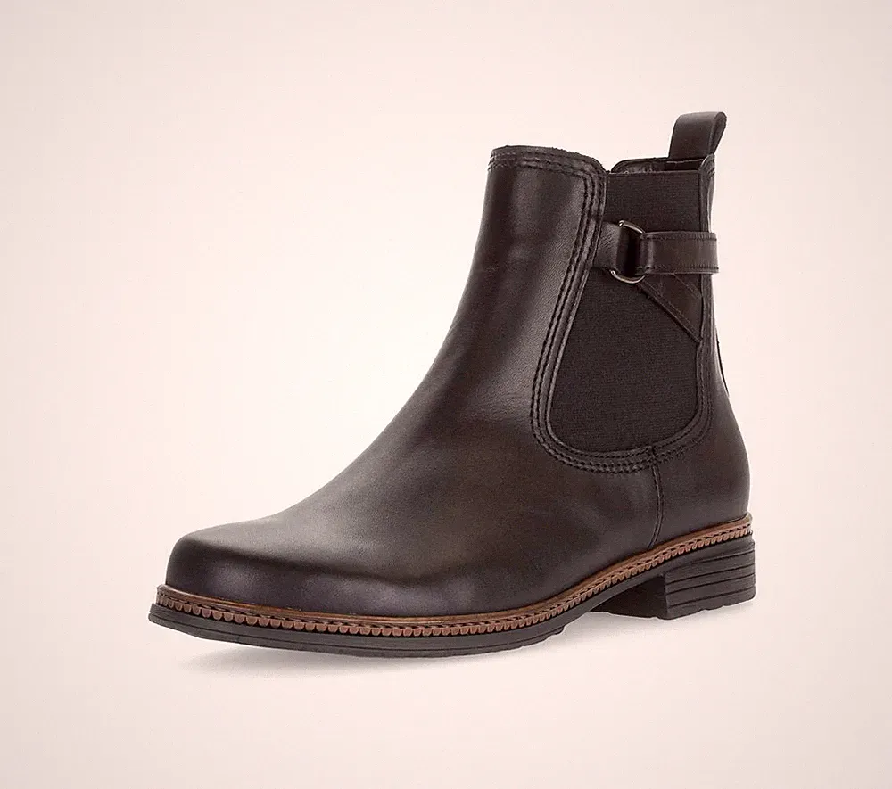 Gabor Stiefelette Blau Glattleder Chelsea Boot Einlage Gummizug Reißverschluss
