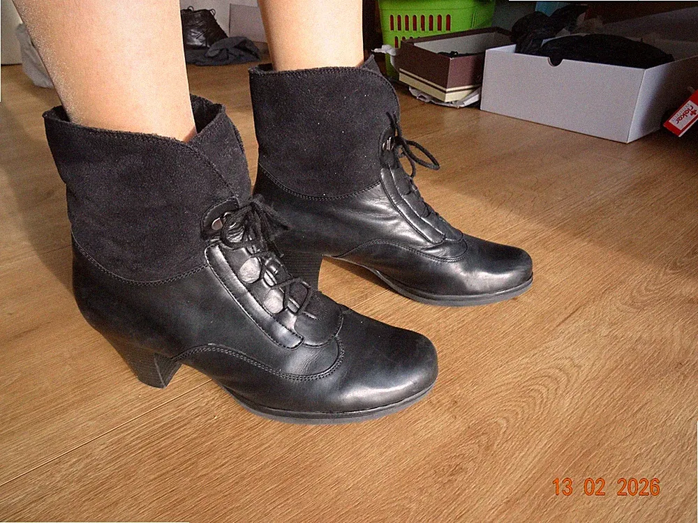 Gabor Stiefelette mit Absatz Gr. 7 - gefüttert - gebraucht - schwarz