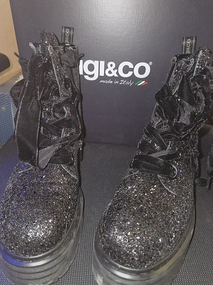 Gebraucht Nur Wenig Getragene Glitzer Boot Gr 39 Aus Italien mit Karton