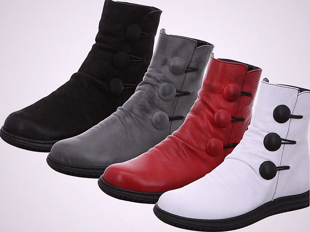 Gemini Damen Stiefelette aus Leder in geraffter Optik mit Knöpfen 337072-02