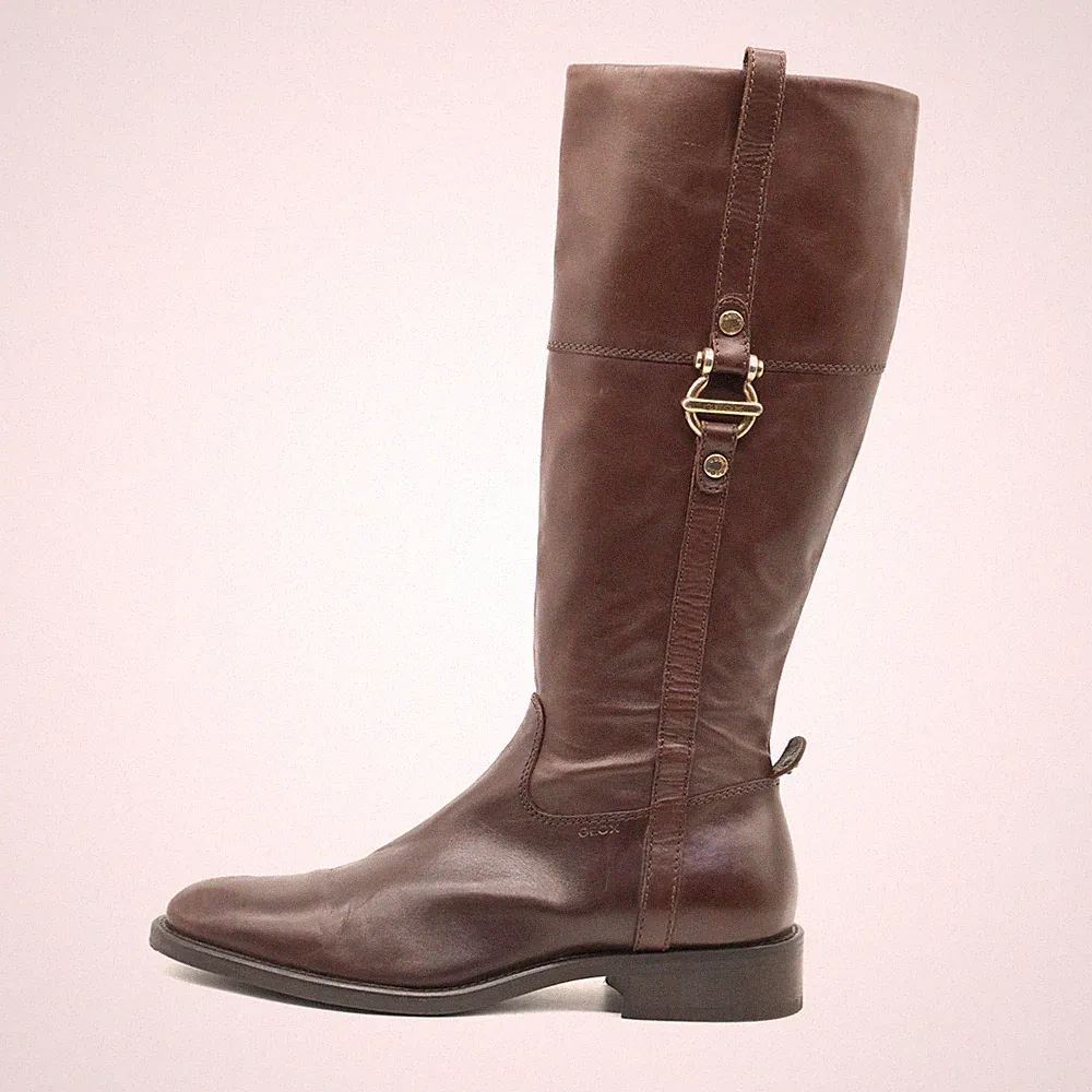 Geox Damen 7346Y Stiefel Braun Leder Kniehoch Respira Reitstiefel EU 40