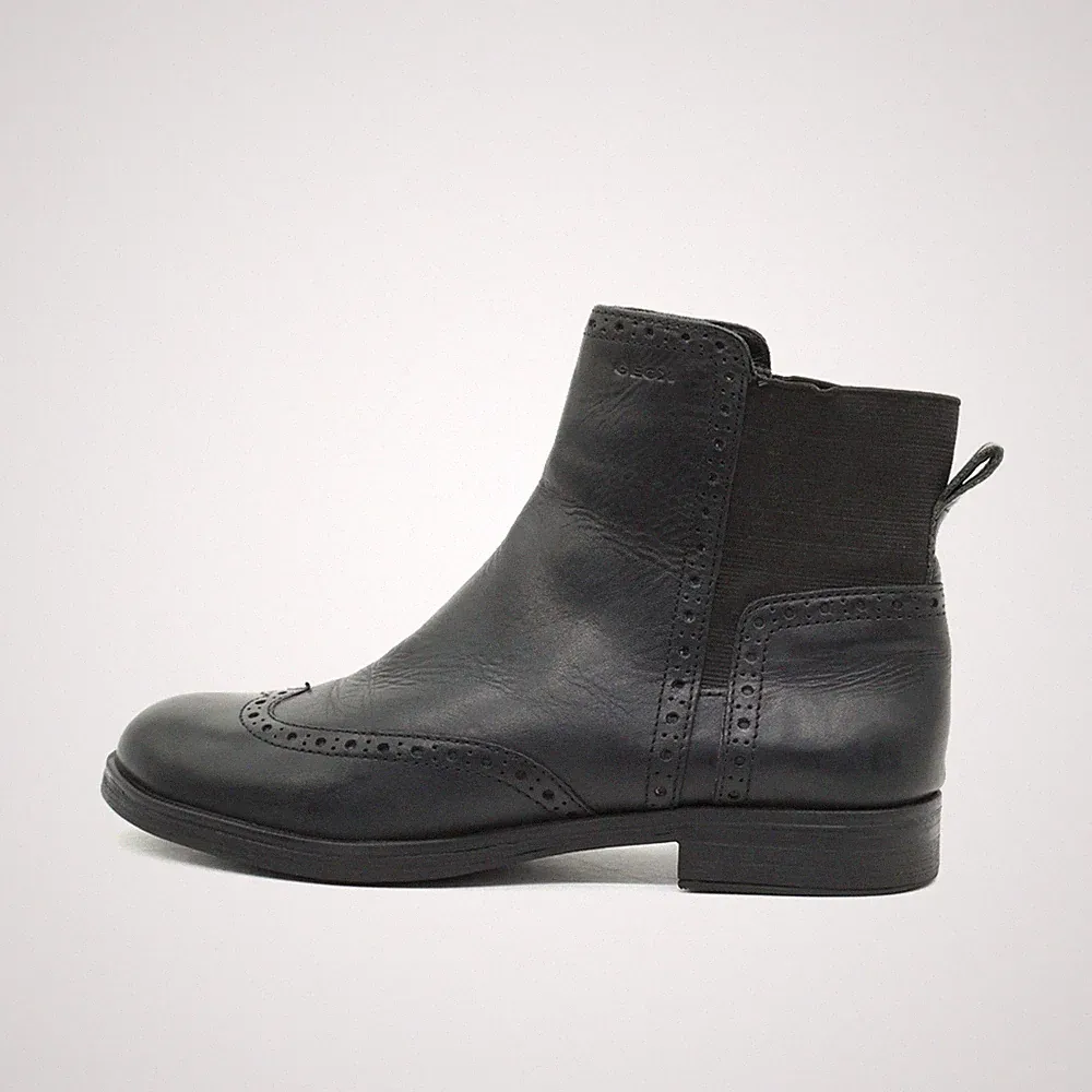Geox Damen Chelsea Boot Stiefeletten Schwarz Leder Schuhe Boots EU 37