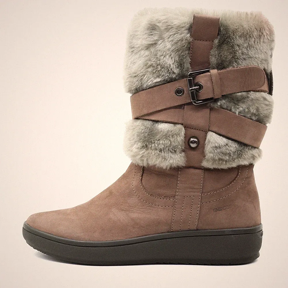 Geox Damen D1303E Stiefel Braun Veloursleder Mittel Respira Winterstiefel EU 38