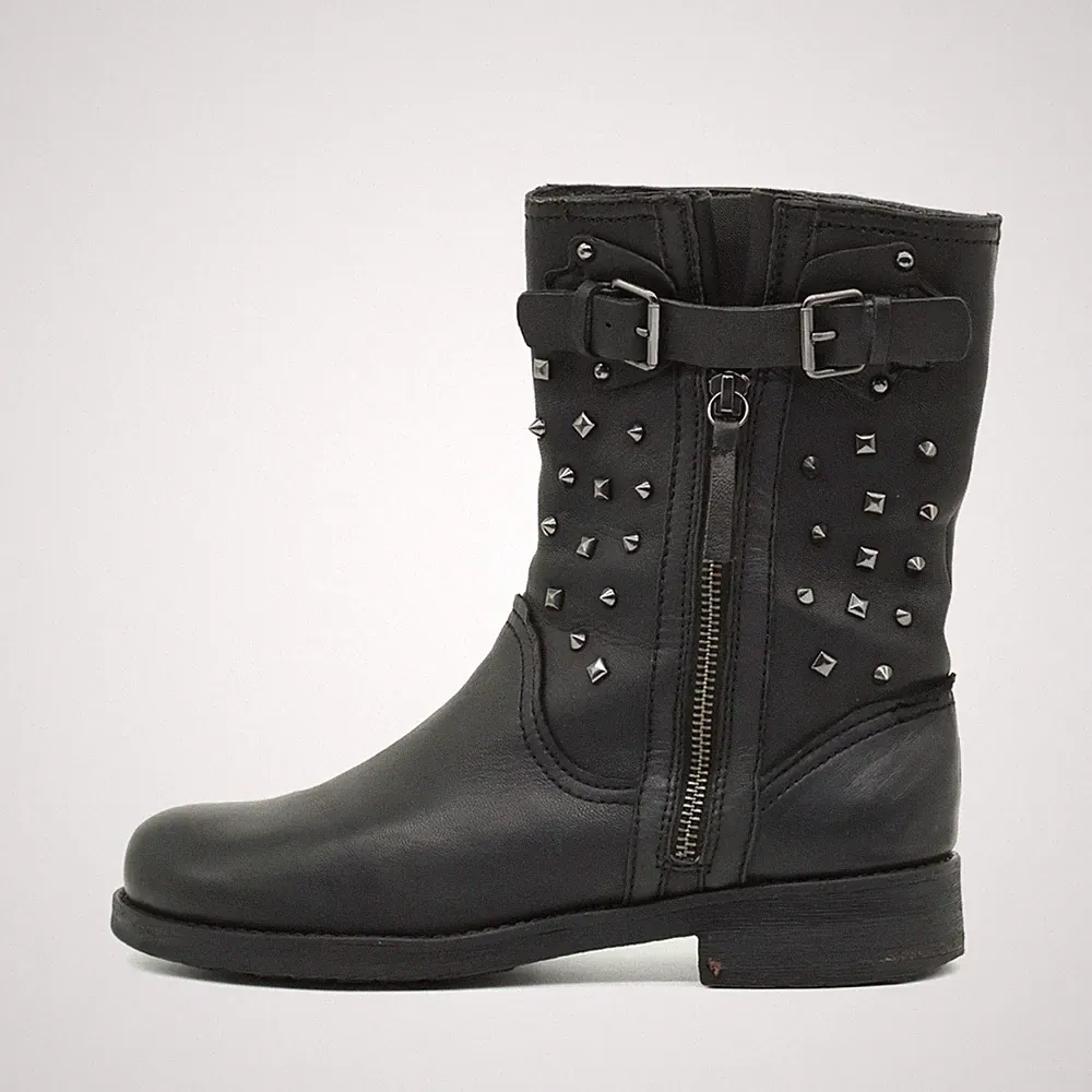 Geox Damen D3451E Stiefeletten Schwarz Leder Mittel Respira Biker Boot EU 39