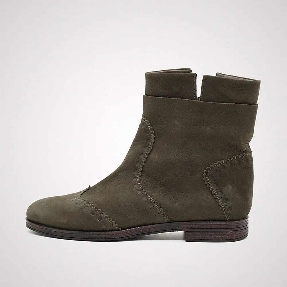 Geox Damen D34G4A Stiefeletten Oliv Leder Knöchelhoch Brogue Respira EU 39