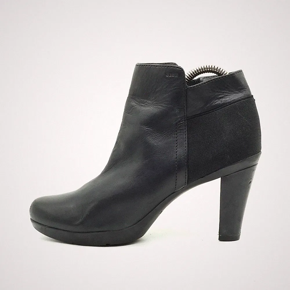 Geox Damen D34G9A Stiefeletten Schwarz Leder Knöchelhoch Ankle Boots EU 37