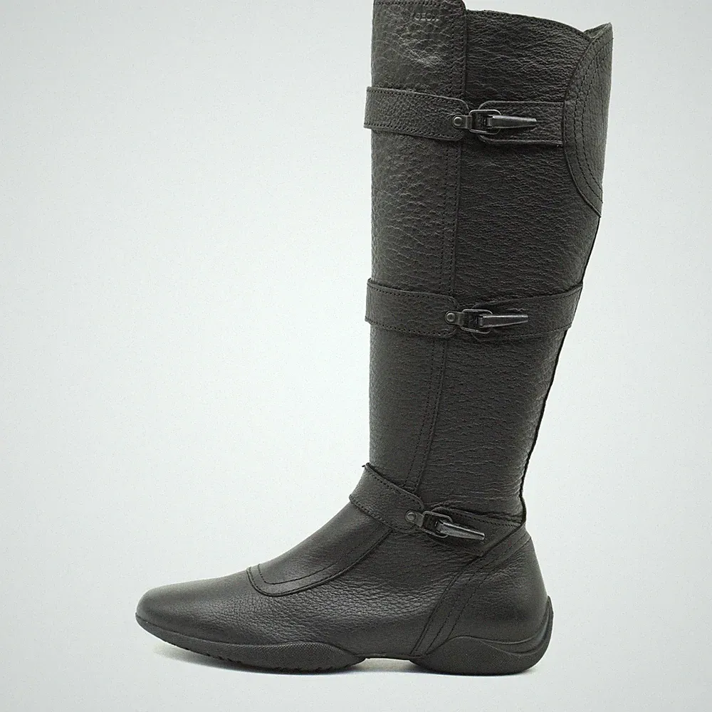 GEOX Damen D6375J Stiefel Schwarz Echtleder Kniehoch Respira Kniehohe EU 40
