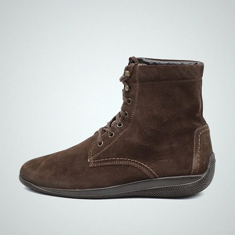 GEOX Damen Respira Stiefel Braun Wildleder High-Top Atmungsaktiv EU 39