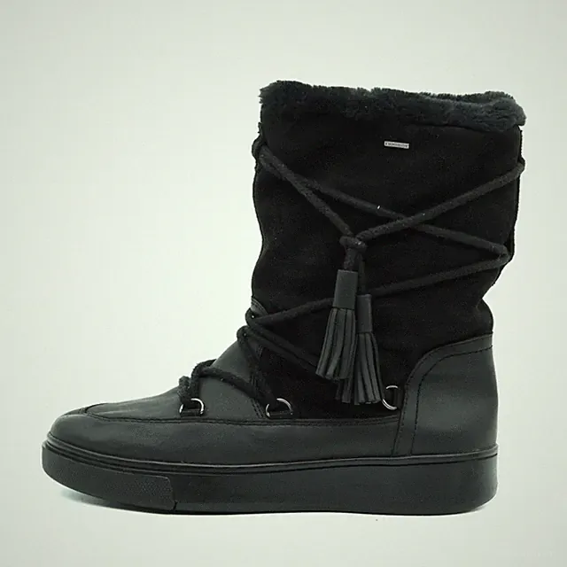 Geox Damen Respira Stiefel Schwarz Leder, Rutschfest Winterstiefel EU 37