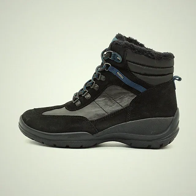 Geox Damen Winter Boots Stiefel Schwarz Leder/Textil Respira Wanderstiefel EU 40