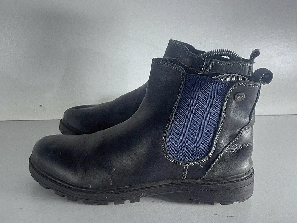 Gioseppo Damen Mädchen Stiefeletten schwarz Leder Gummizug & Reißverschluss UK 2,5 EUR 35 -A219