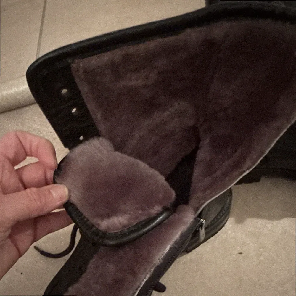 Giovane G. Herren Stiefel Leder schwarz Lammfellfutter Größe 43 Biker Gummisohle