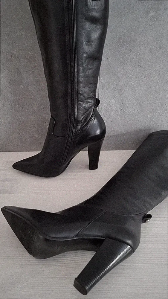 GLAMOUR MADE IN ITALY! Damenstiefel Venezia Gr. 39 Echtleder schwarz Top-Zustand