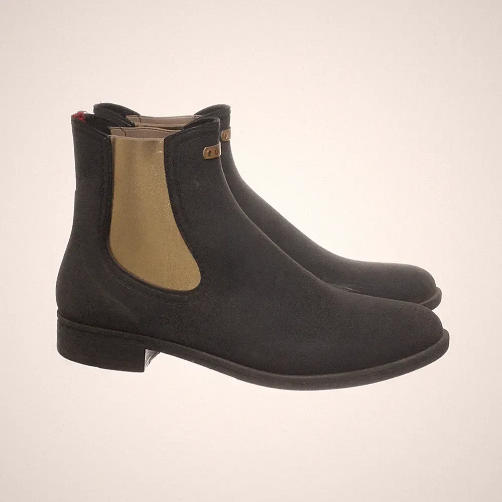Gosch, Kurze Gummistiefel, Größe: 39, Schwarz/Gold, Damen #2On
