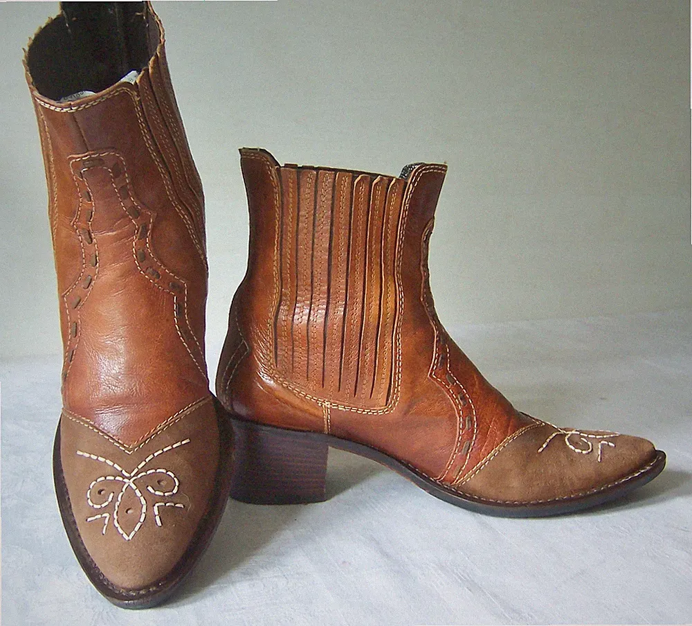 Gr.39 Western- Cowboy-Stiefeletten/Boots Leder braun wenig getragen