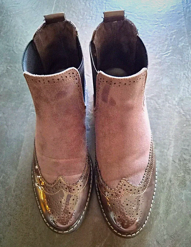 Graceland Damen Chelsea Stiefeletten Wildleder perforiert Schlupf Grau EU 39