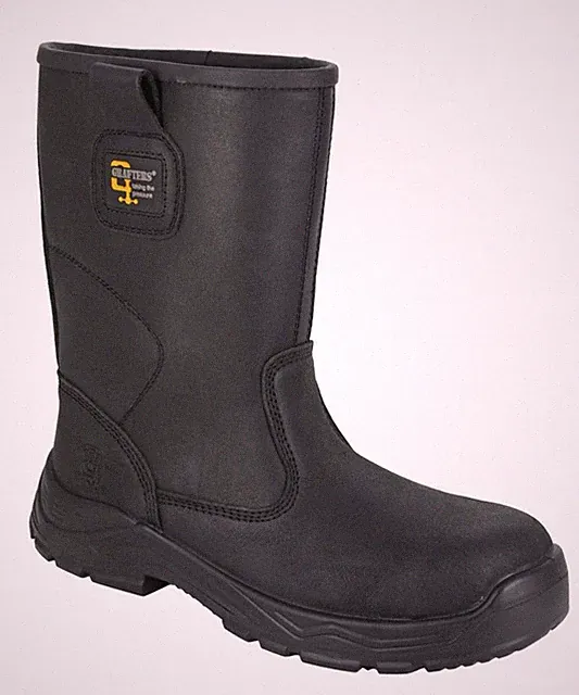 Grafters Herren Sicherheit Rigger Stiefel Schwarz Leder Stahlkappe Arbeitsstiefel UK Größen