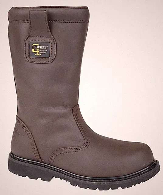 Grafters Knox M376B Herren Braun Thermo Fell Gefüttert Stahlkappe Sicherheit Rigger Stiefel