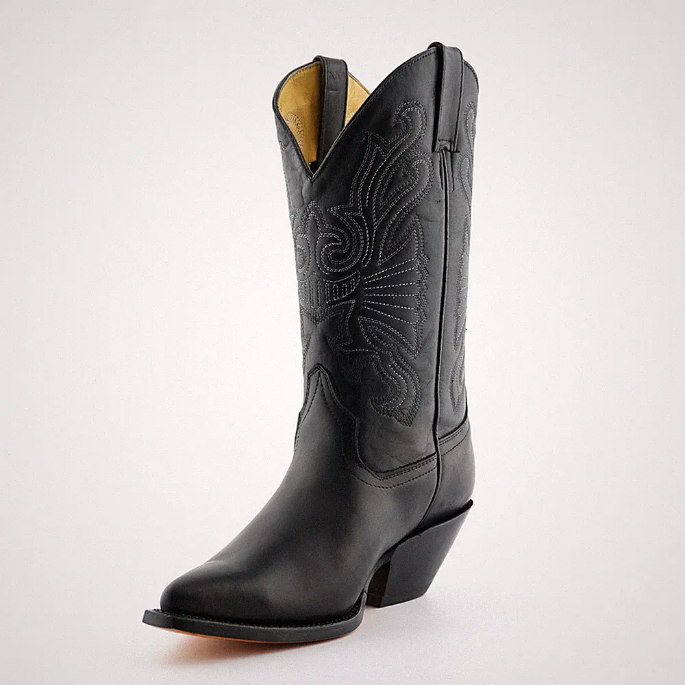 Grinders Buffalo Schwarz Herren Damen Cowboy Western Slipper Spitz Leder Stiefel