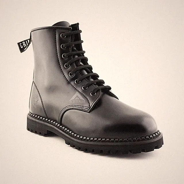 Grinders Cedric CS Schwarz Derby Unisex Cowboy Obermaterial Leder Western Biker Stiefel