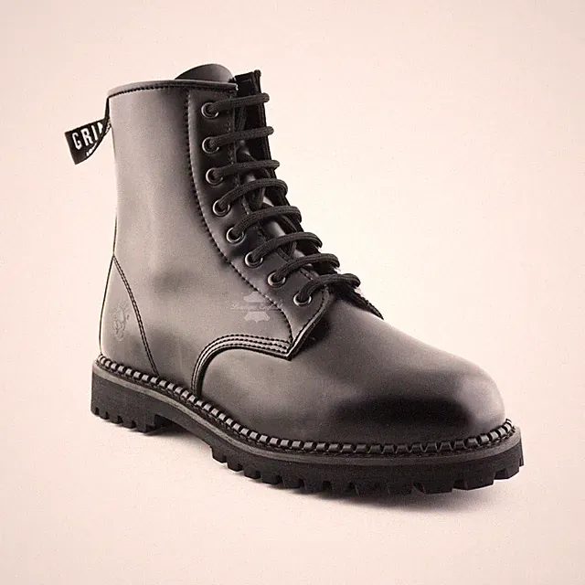 Grinders Cedric CS Stiefel Schwarz Derby Unisex Cowboy Western Biker Leder Boots
