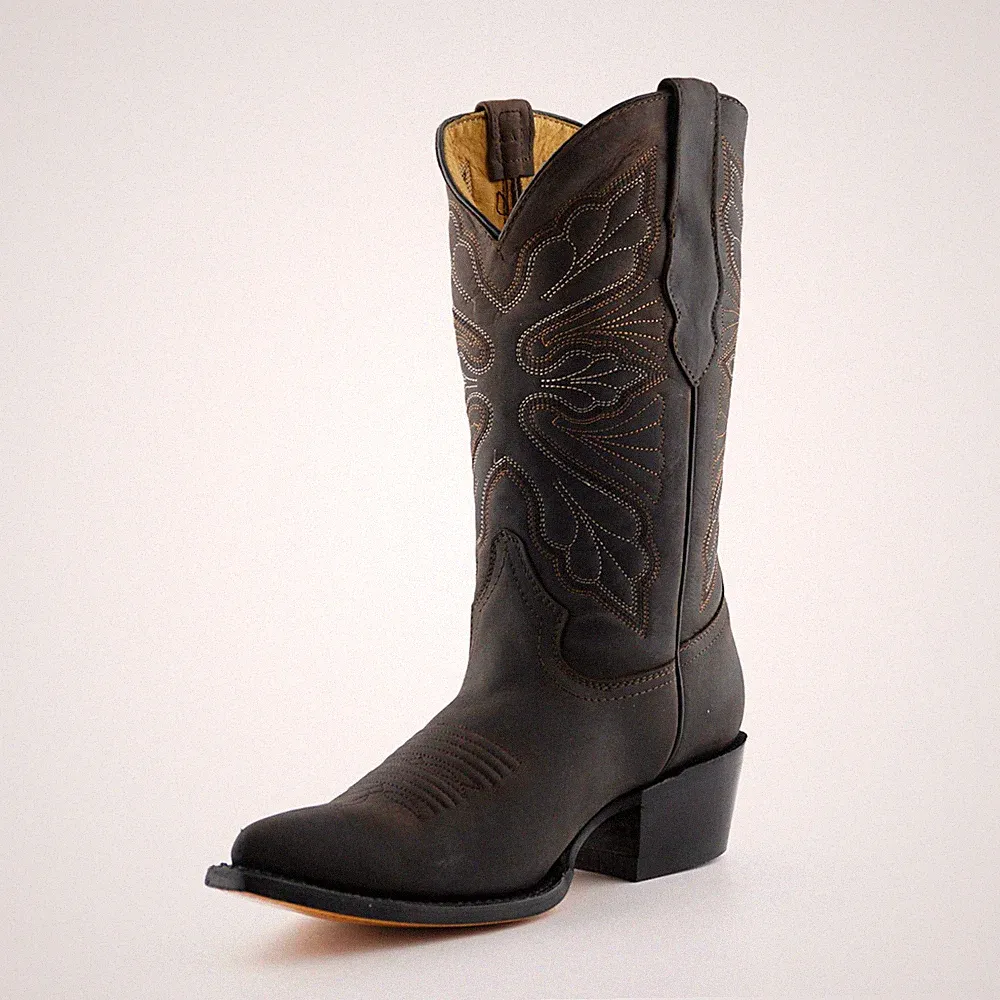 Grinders Dallas braune Damen Cowboy Western halbhohe Zehenpartie klassische Lederstiefel