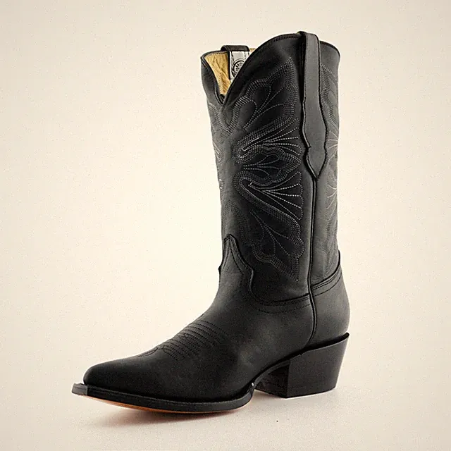Grinders Damen Dallas schwarz Echtleder Stiefel Cowboy Western halbhohe Zehenpartie Stiefel