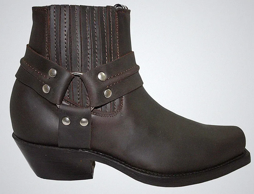 Grinders Harness Lo Braun Unisex Leder Stiefel Cowboy Western Biker Stiefeletten