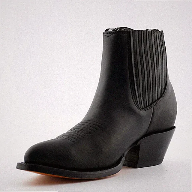Grinders Herren Maverick Schwarz Echtleder Stiefelette Western Cowboystiefel