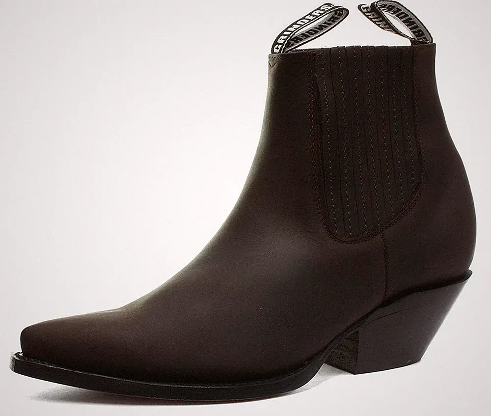 Grinders Mustang Braun Echtleder Cowboystiefel Slipper Kubanischer Absatz Chelsea Boots
