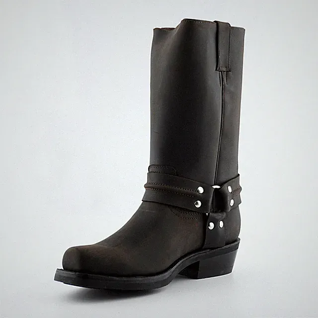 Grinders Renegade Hi Braun Cowboy Western Biker Hoch Unisex Echtleder Stiefel