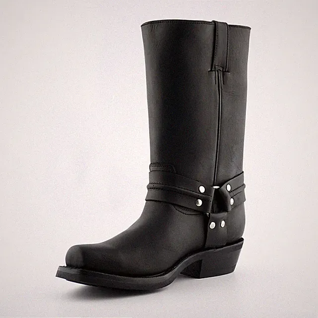 Grinders Renegade Hi Schwarz Unisex Leder Stiefel Cowboy Western Biker Hohe Stiefel