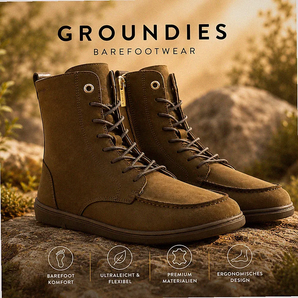 GROUNDIES Barfußschuhe Adelaide | Stiefel aus Nappaleder 👣 Urban Classic Sohle