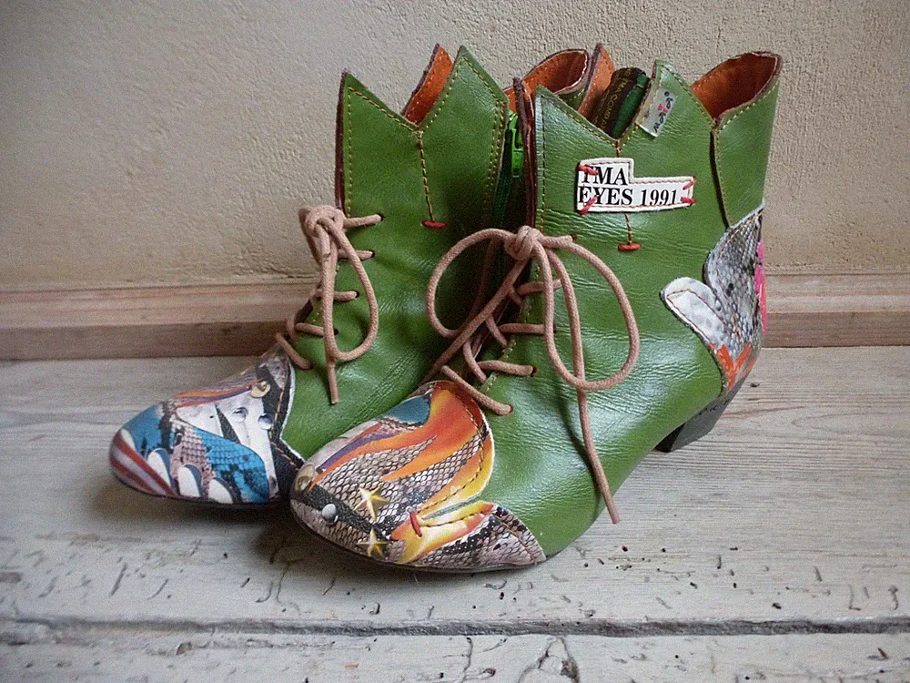 Grün-bunte Stiefelette TMA Maja Gr.37 1x getragen