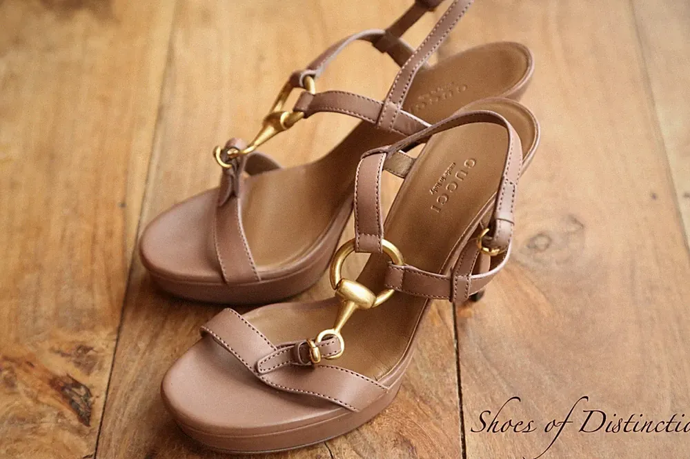 Gucci Lavendel Leder Messing Bit Heels Schuhe Damen UK 3,5 US 6,5 EU 36,5 Neu