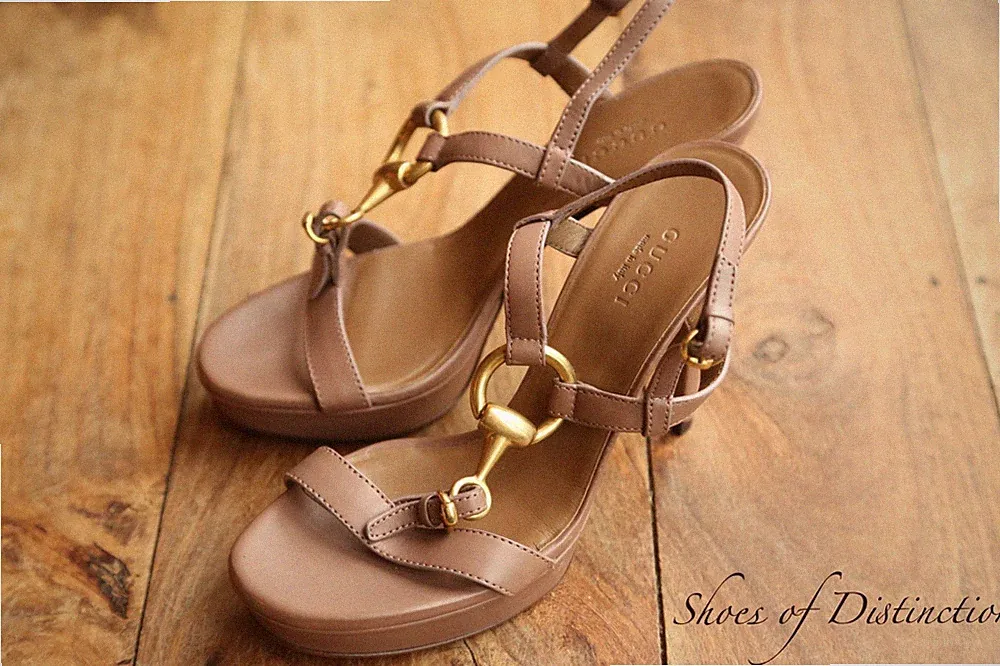 Gucci Lavendel Leder Messing Bit Heels Schuhe Damen UK 3,5 US 6,5 EU 36,5 Neu