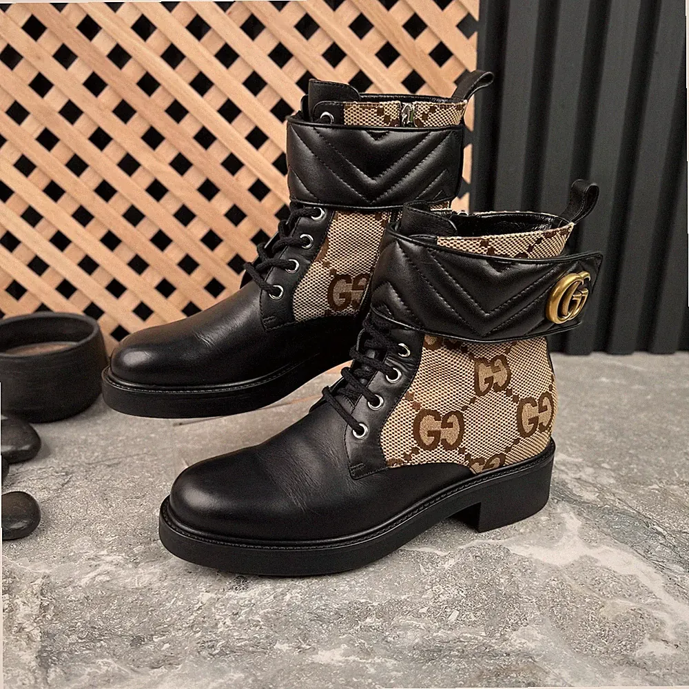 Gucci Marmont Maxi GG Monogram Canvas Stiefeletten 4,5 UK oder 7,5 US oder 37...
