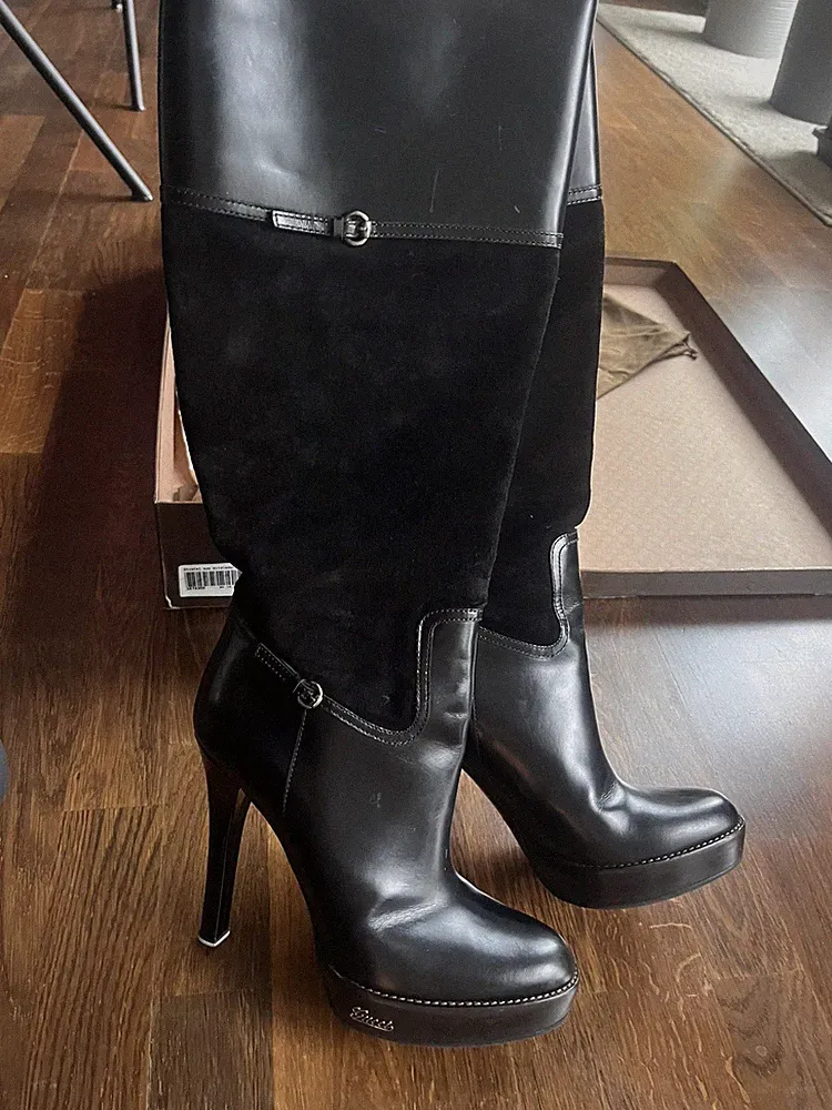 Gucci Overknee schwarz High Heels Plateau Boots Stiefel Gr. 39 * WIE NEU ! *