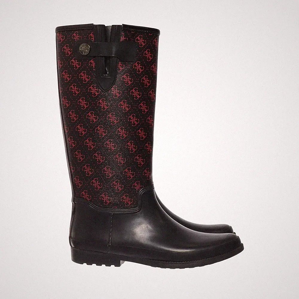 Guess, Gummistiefel, Größe: 41, Schwarz/Rot, Damen #vS7