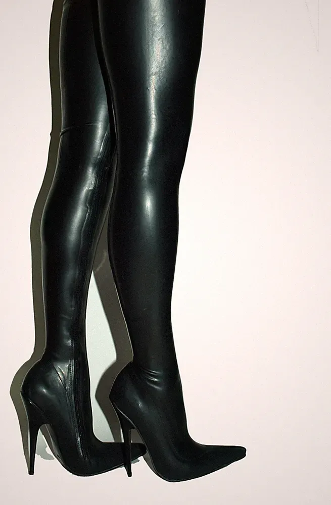 Gummilatex Stiefel Overknee viele farben Absatz 13cm grobe 35 36 37 38 39 40