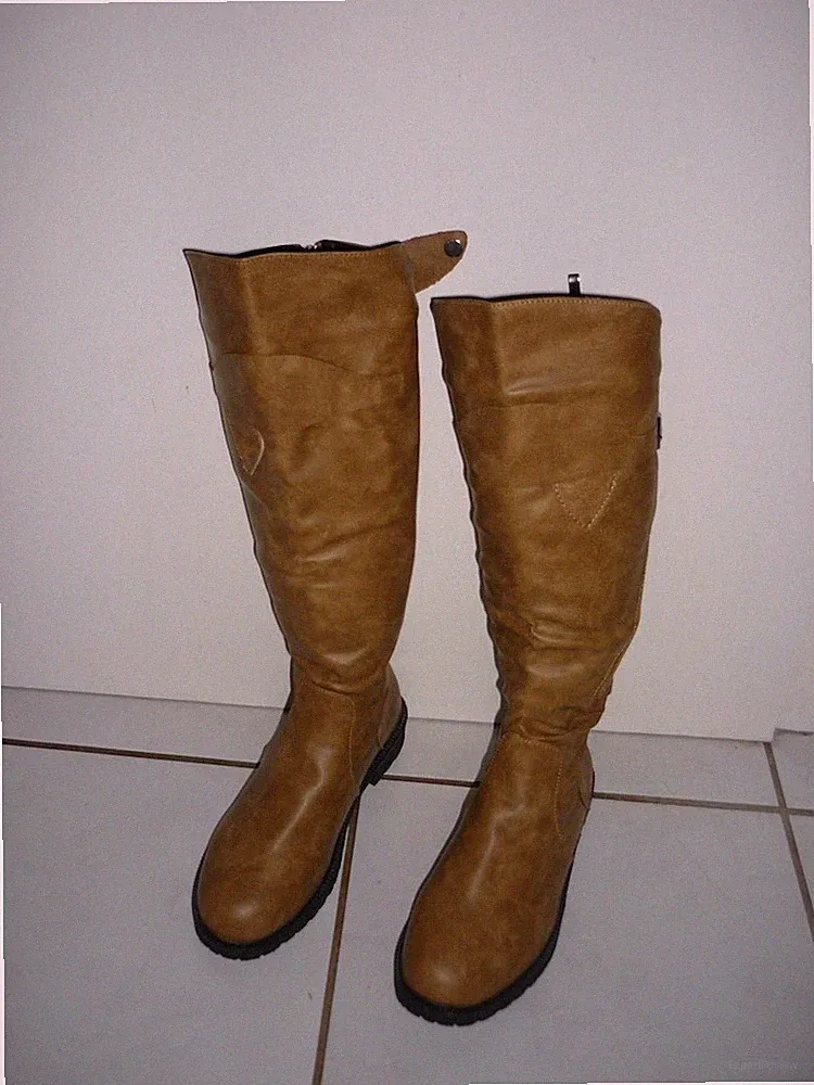 Gummireitstiefel Gr. 39, mit Reißverschluß, braun, ungebraucht