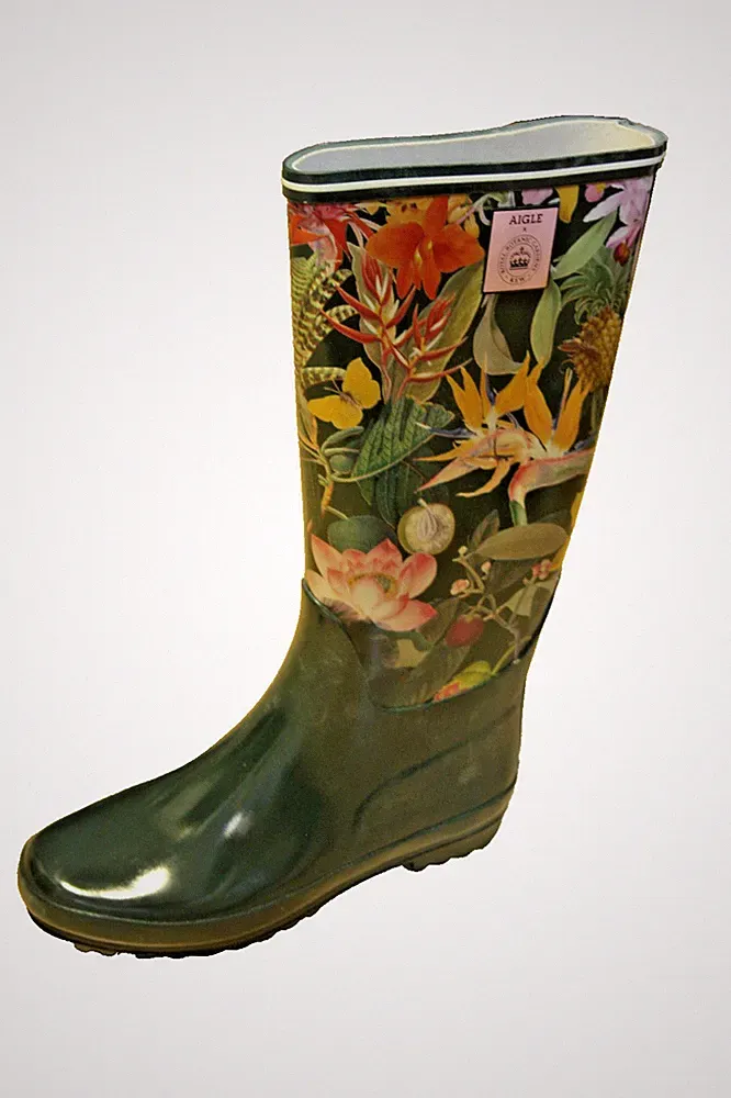 Gummistiefel AIGLE original, florales Design, Größe 35, NEU