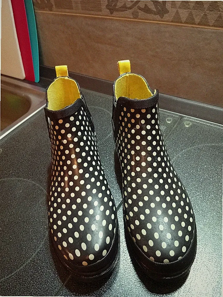 Gummistiefel, Chelsea Boots, schwarz weiß, Gr. 40