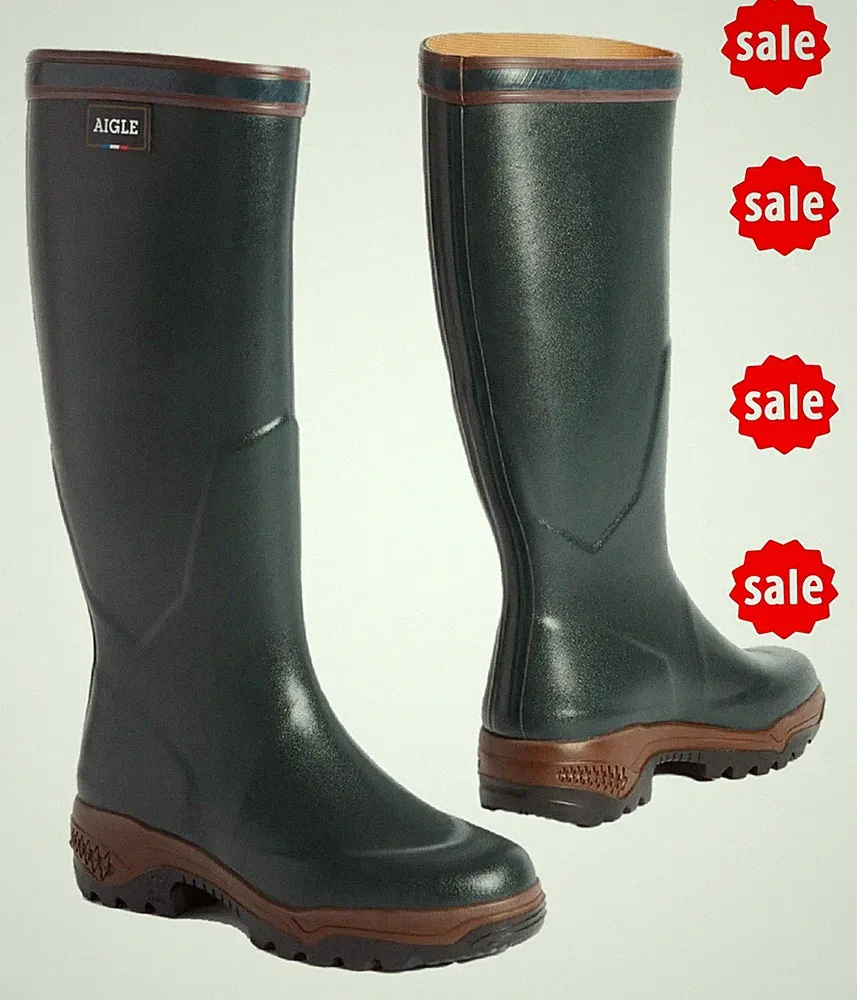 GUMMISTIEFEL Damen Aigle Parcours 2 UK 8 EU 42 Grün Hand Made In France