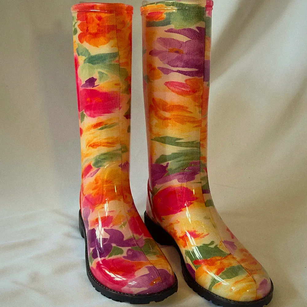 Gummistiefel Damen Gr. 39 Floral Blumen-Muster Made In Italy NEU & Ungetragen NP