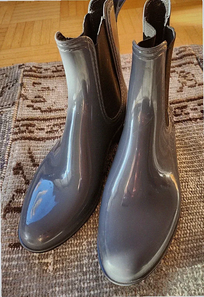 Gummistiefel Damen Kurz Regenstiefel, schick Gummistiefeletten grau Stiefeletten