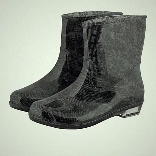Gummistiefel Damen Regenstiefel Frauen Stiefeletten Blumen Schwarz Grau Gr.36-41
