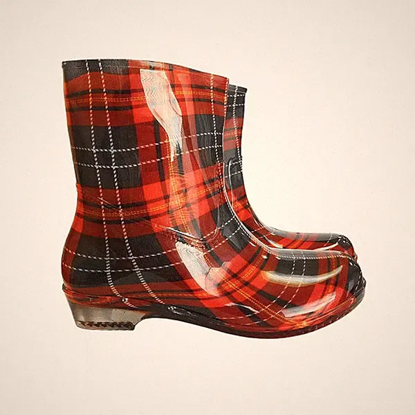 Gummistiefel Damen Regenstiefel Frauen Stiefeletten Karo Rot Schwarz Gr. 36-41