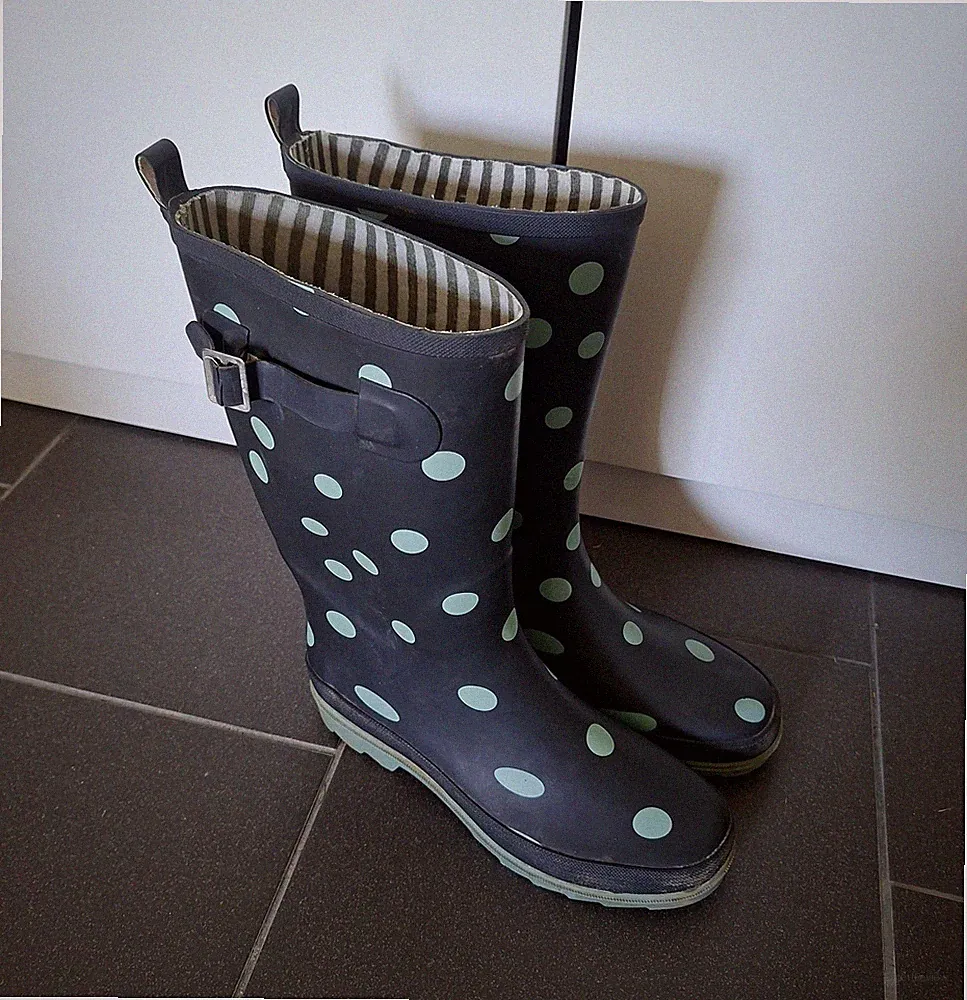 Gummistiefel Damen Regenstiefel Schuhe Blau Dunkelblau Punkte Gepunktet Gr. 38