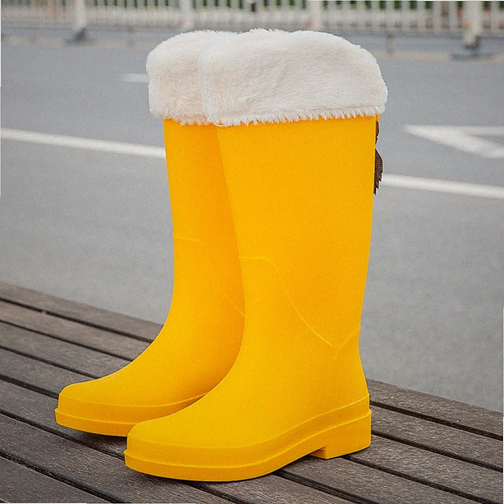 Gummistiefel Damen Warm Gefüttert Wasserdicht für Regenwetter